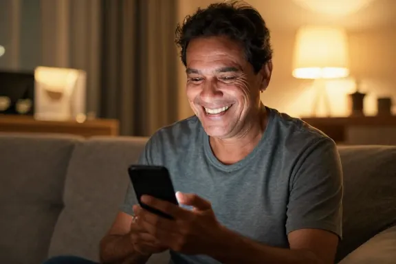 Dono de loja em casa, à noite, acompanhando as vendas pelo celular